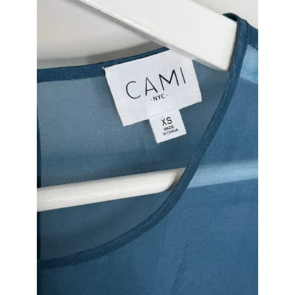 Cami NYC Penelope Sheer Sheer Organza Thong Bodysuit Indigo Blue Women's Size XS